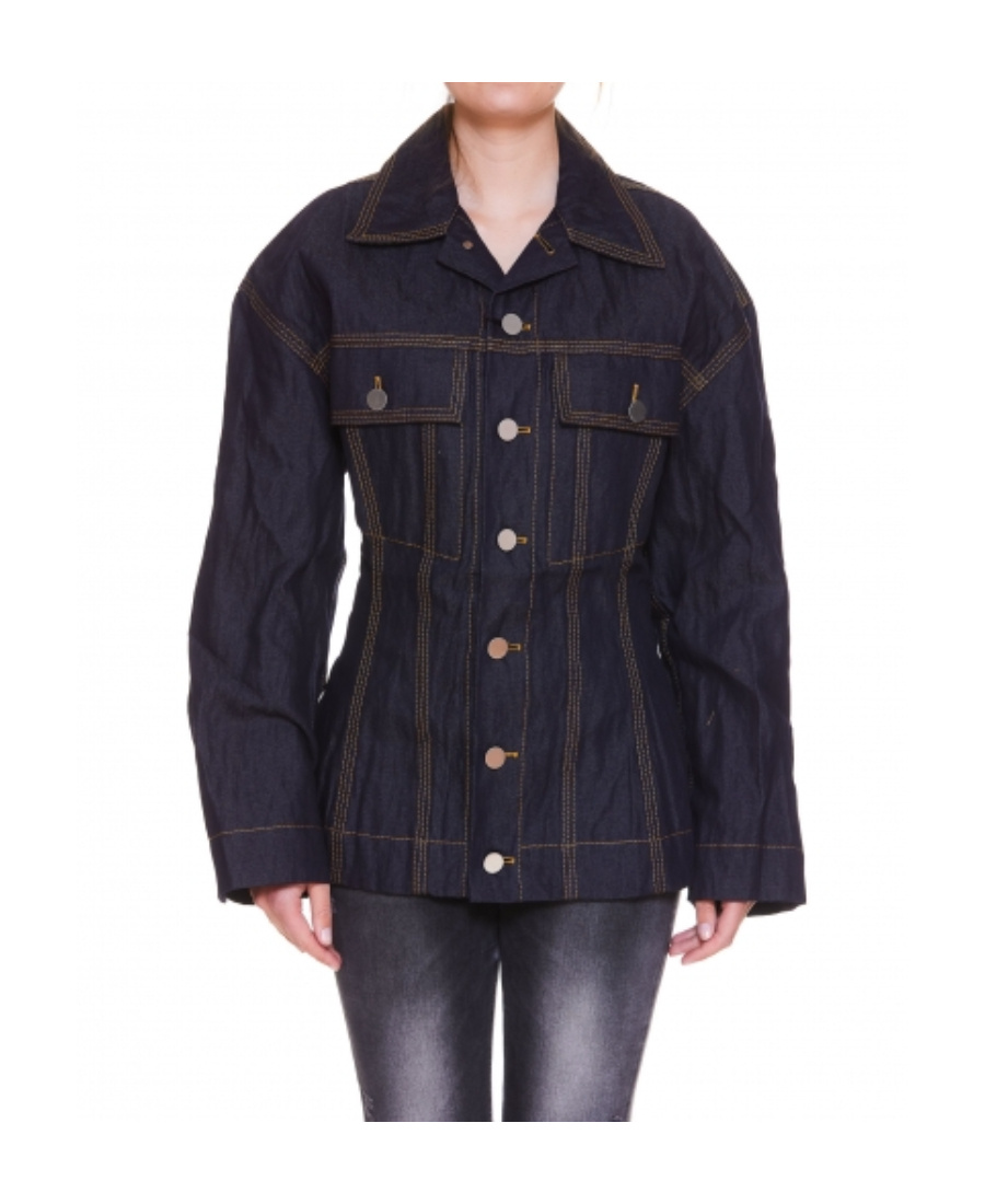 Bottega Veneta Long Sleeve Denim Jacket In Blue