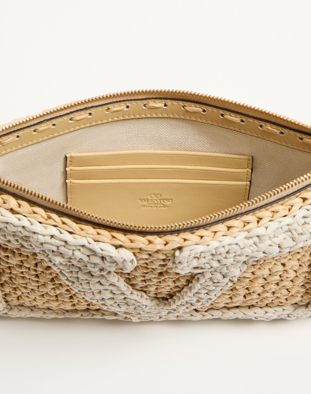 Valentino Garavani Viva Superstar Small Pouch In Synthetic Raffia