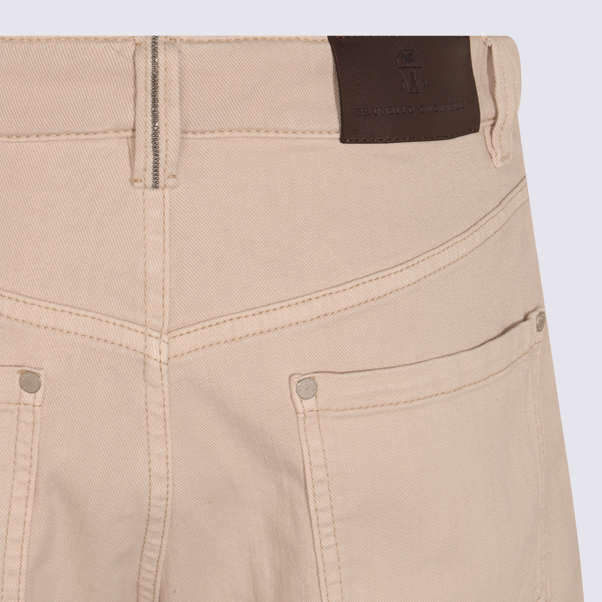 Brunello Cucinelli Straight Trousers With Belt Loops And Pockets In Neutral