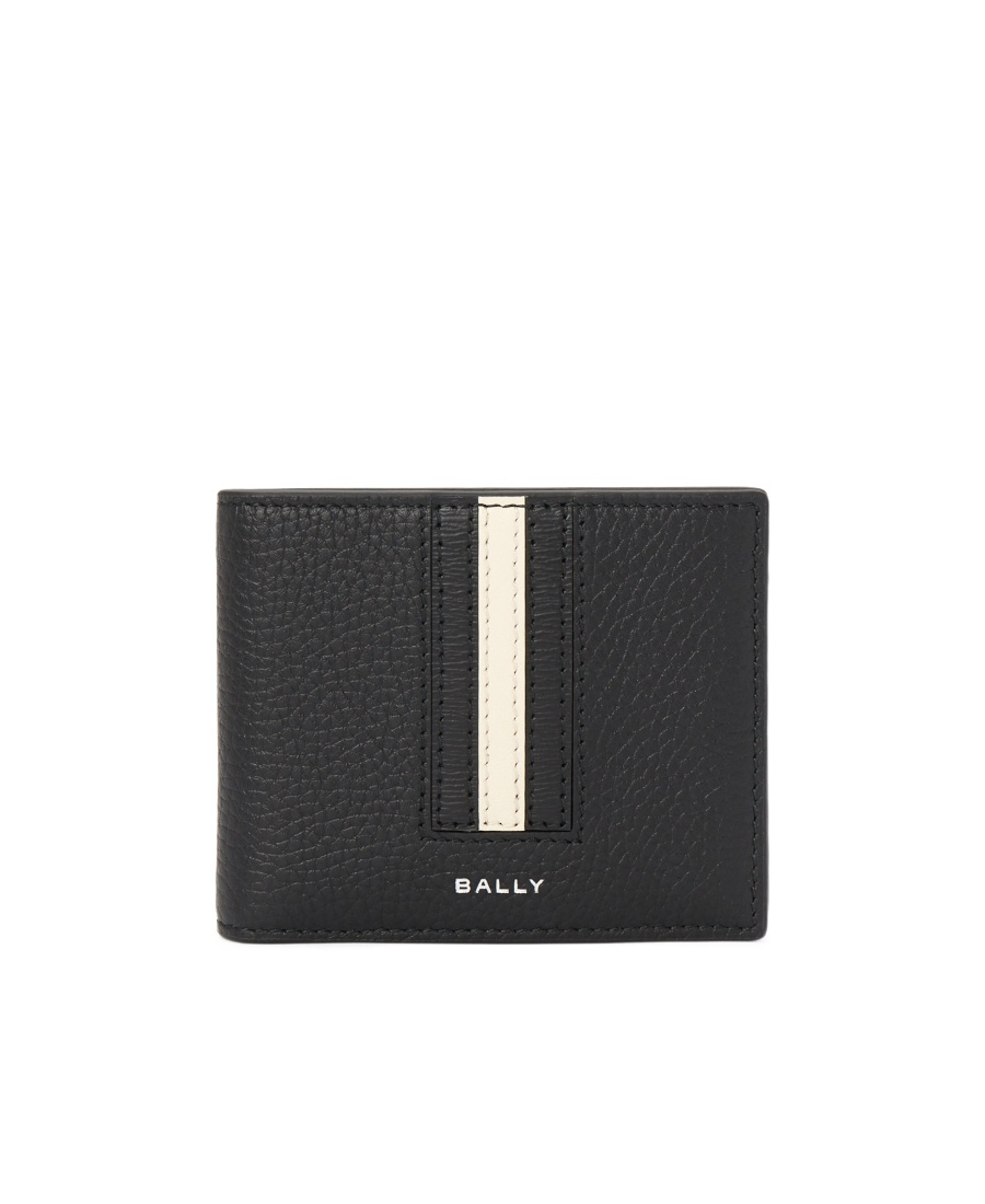 Bally Leather Wallet With Bi-fold Design And Textured Finish In Black