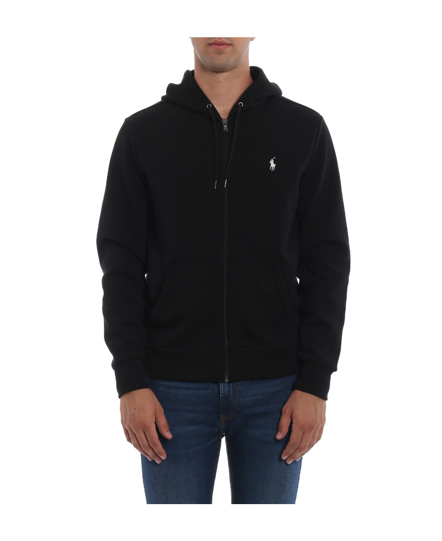 Polo Ralph Lauren Cotton Blend Sweatshirt With Embroidered Logo On The Front In Black