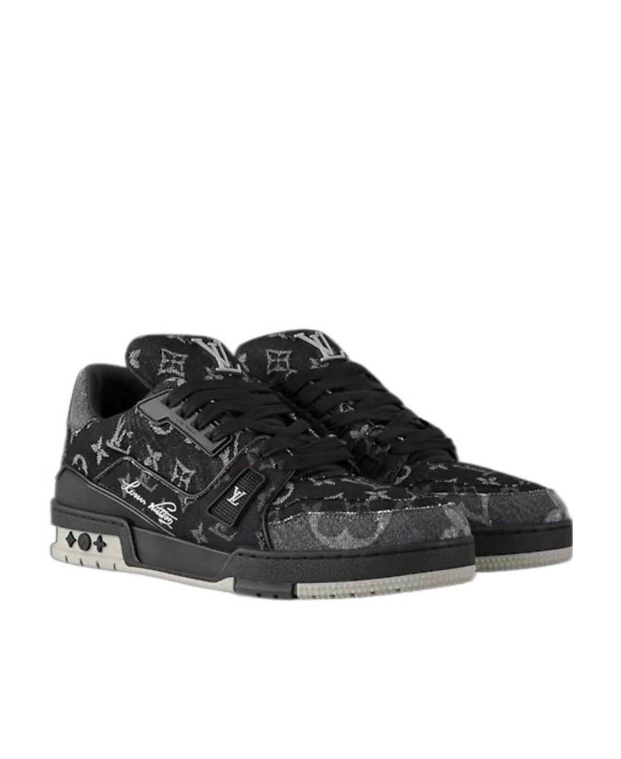Pre-owned Louis Vuitton Low-cut Skate Shoes With Front Lace In Black