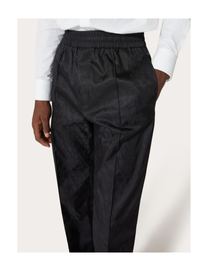 Valentino Pantalone In Nylon Con Motivo Toile Iconographe All Over In White