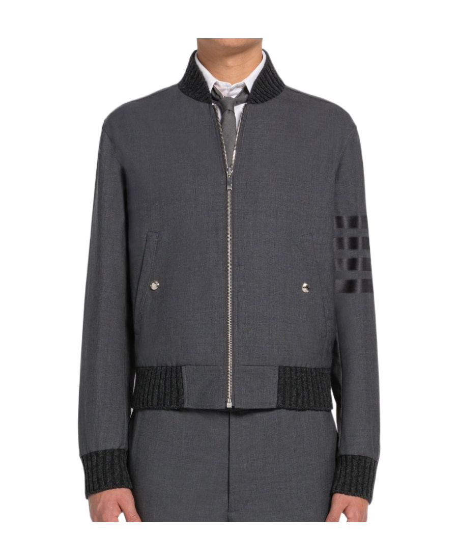 THOM BROWNE THOM BROWNE 4-BAR ZIPPED BOMBER JACKET