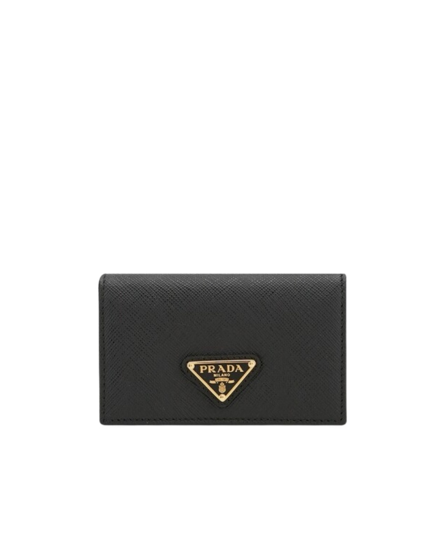 Shop Prada Saffiano Leather Card Holder In Black