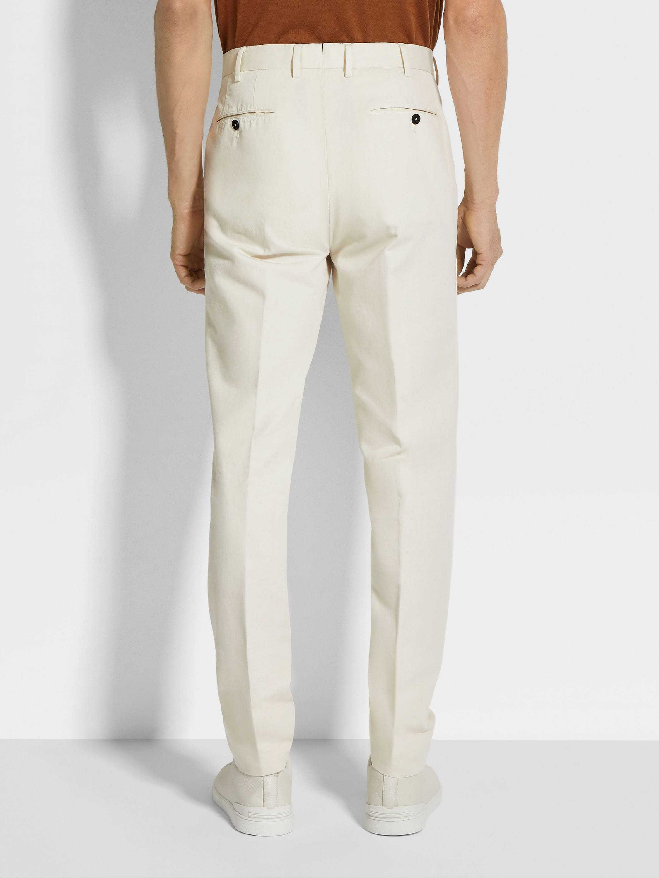 Zegna Cashco Corduroy Straight Pants In White