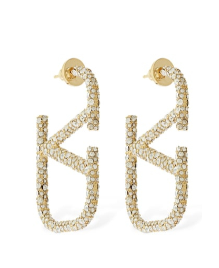 Valentino Garavani Crystal V Logo Pendant Earrings