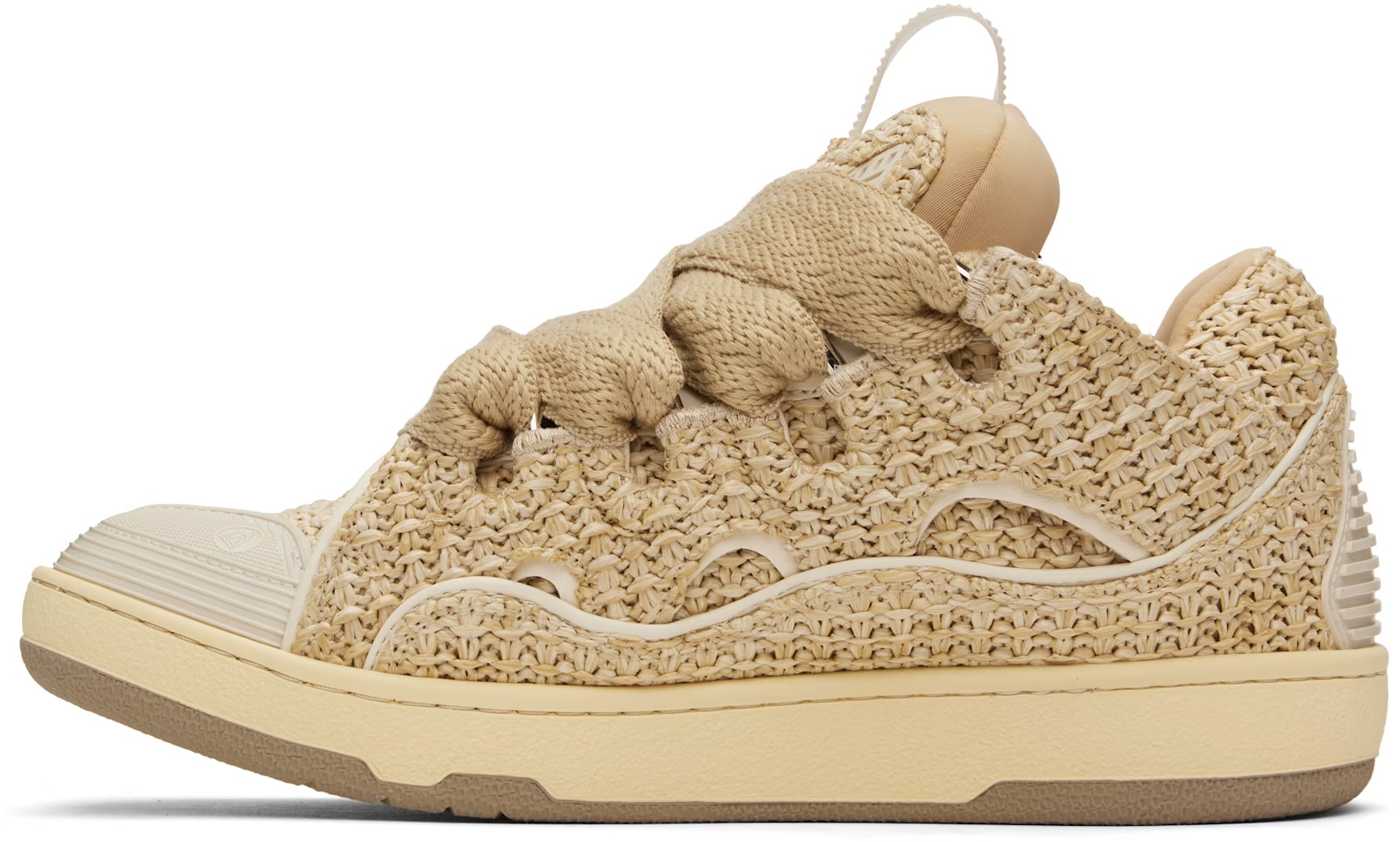 Lanvin Beige Curb Raffia Sneakers In Neutral