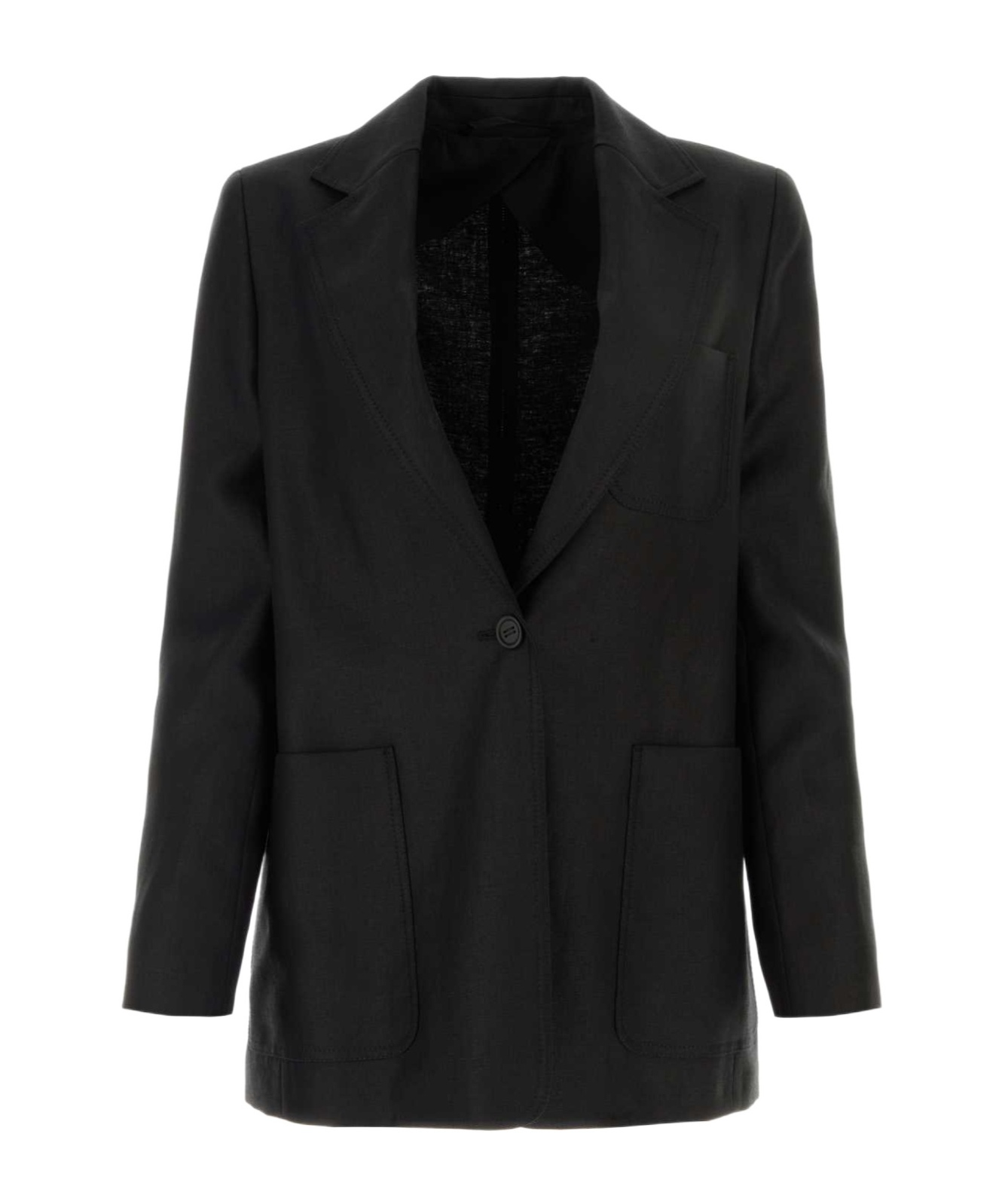 Max Mara Single-breasted Envers Satin Jacket In Black