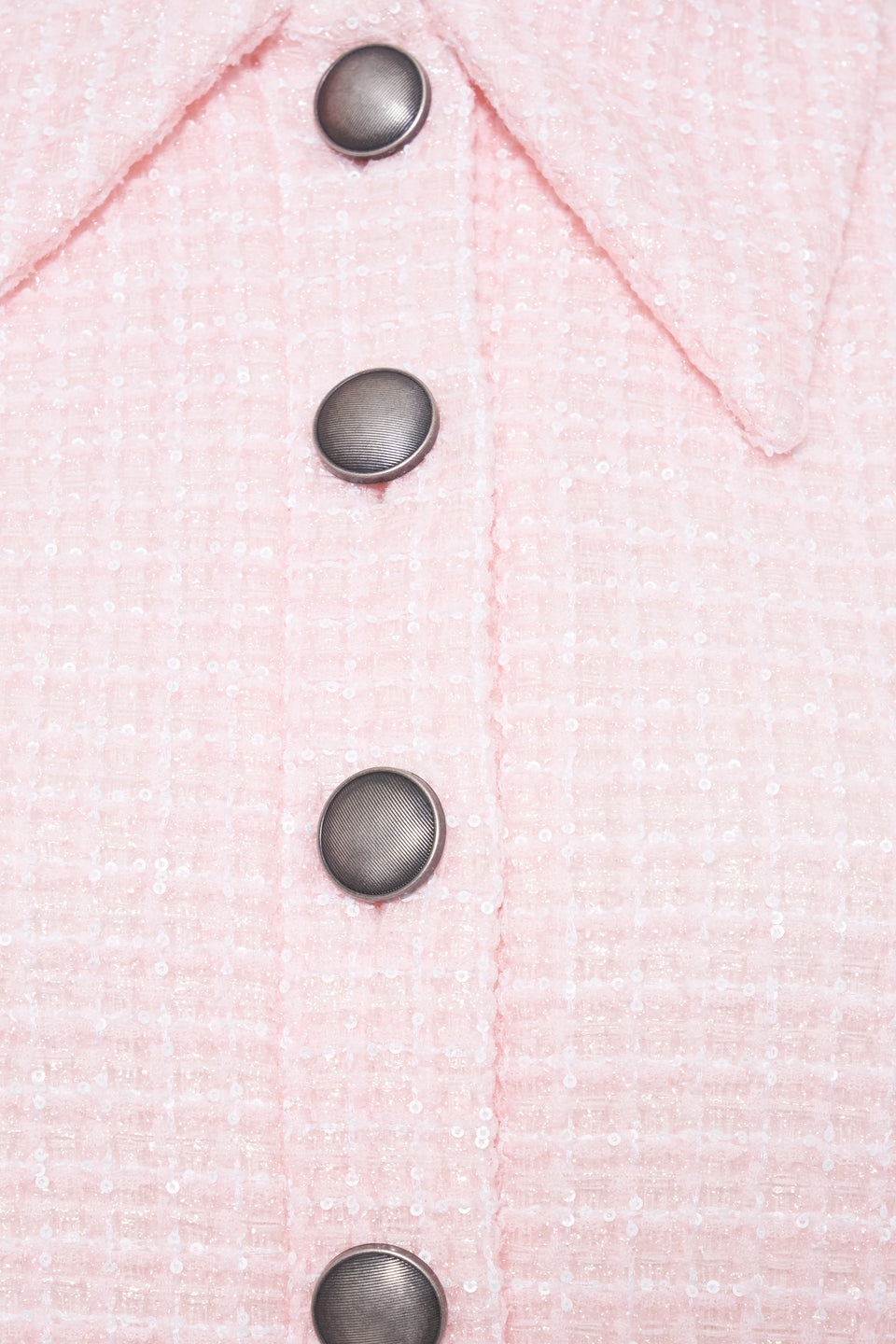 Alessandra Rich Sequined Collared Tweed Minidress In Light Pink