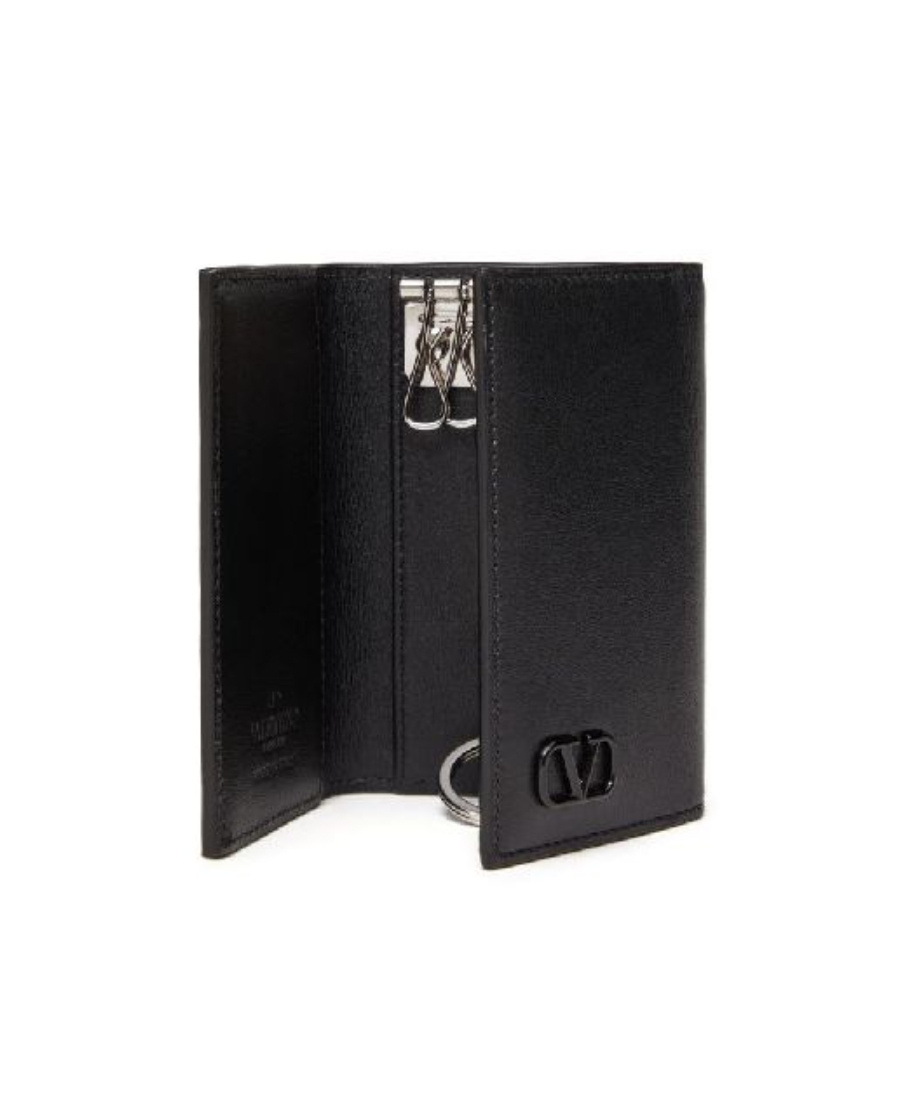 Valentino Vlogo Keyring Pouch In Black