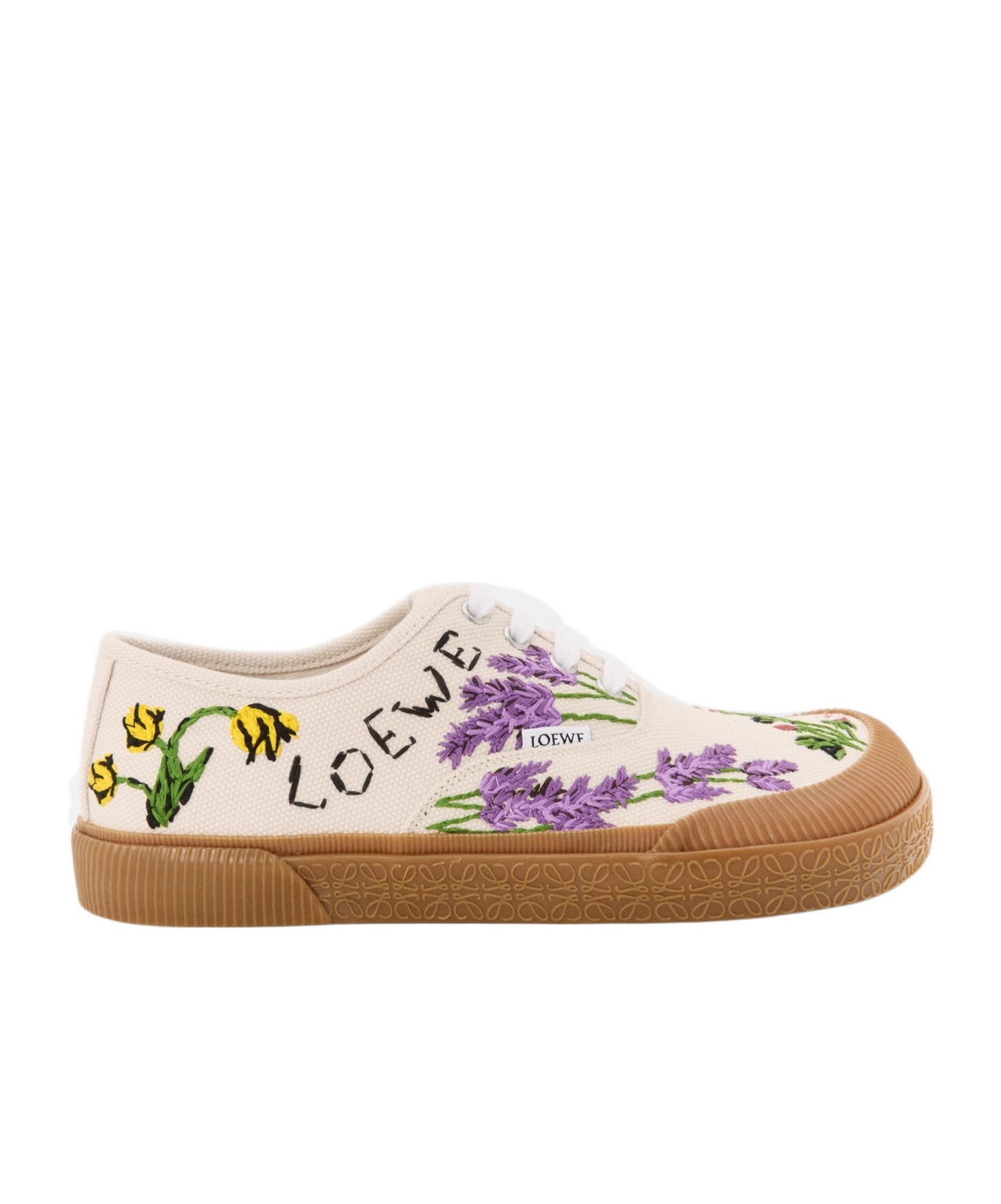 Loewe Terra Vulca Embroidered Canvas Sneakers In White