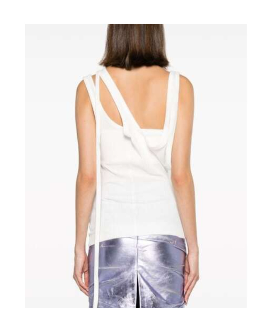 Attico Ribbed Cotton Jersey Top In White