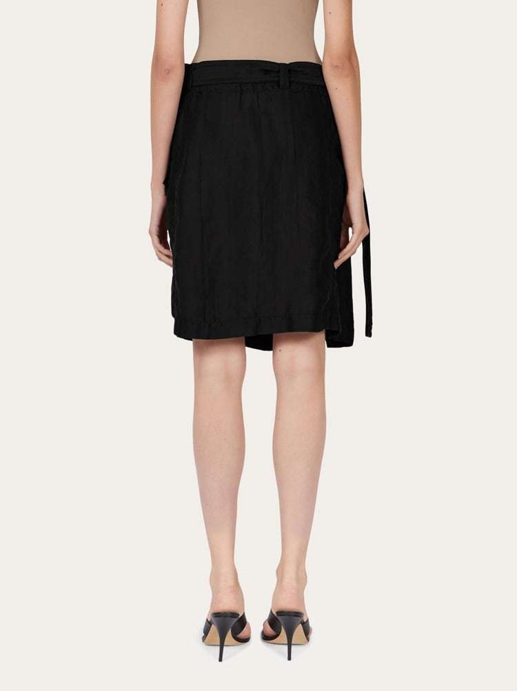 Ferragamo Wrap Midi Skirt In Black