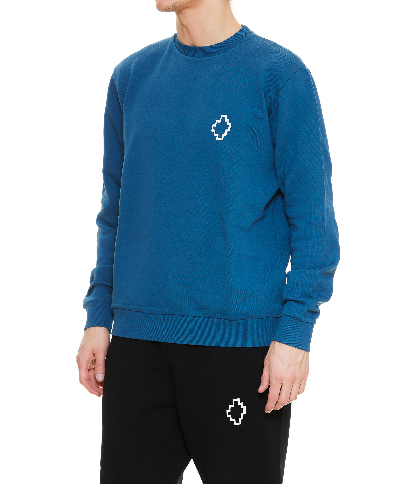 Marcelo Burlon County Of Milan Tempra Cross Crewneck Sweatshirt In Blue