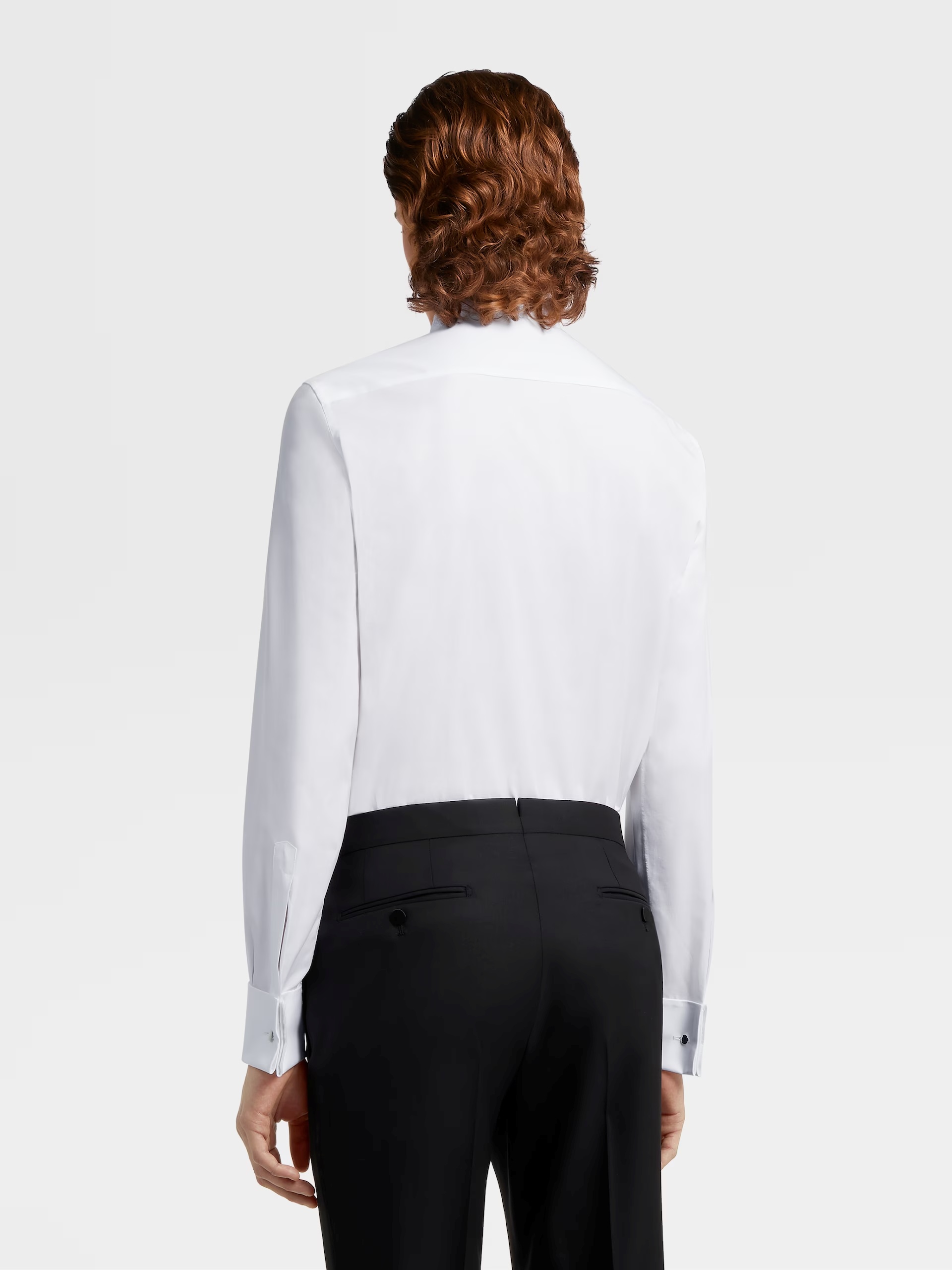Zegna Long-sleeved Lapel Shirt In White