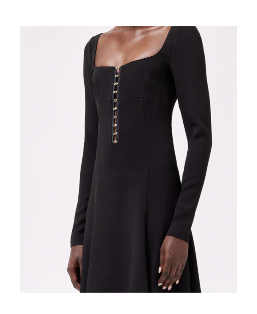 Blumarine Square-neck Flared Minidress In Black