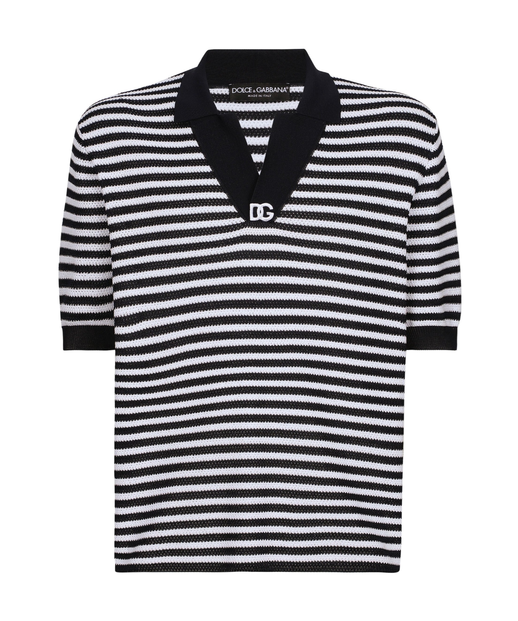 Dolce & Gabbana V-neck Polo Shirt In Black