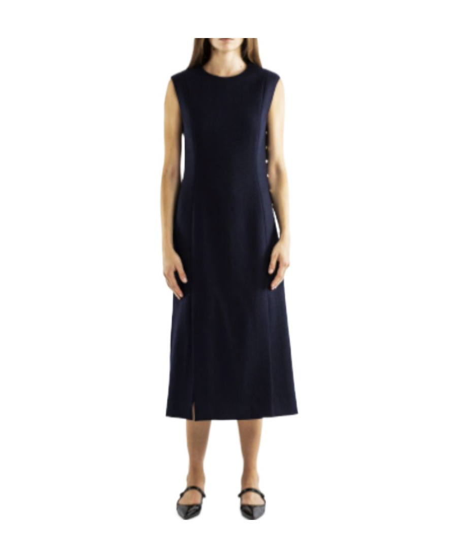 Thom Browne Bead-embellished Wool Midi Dress In Black