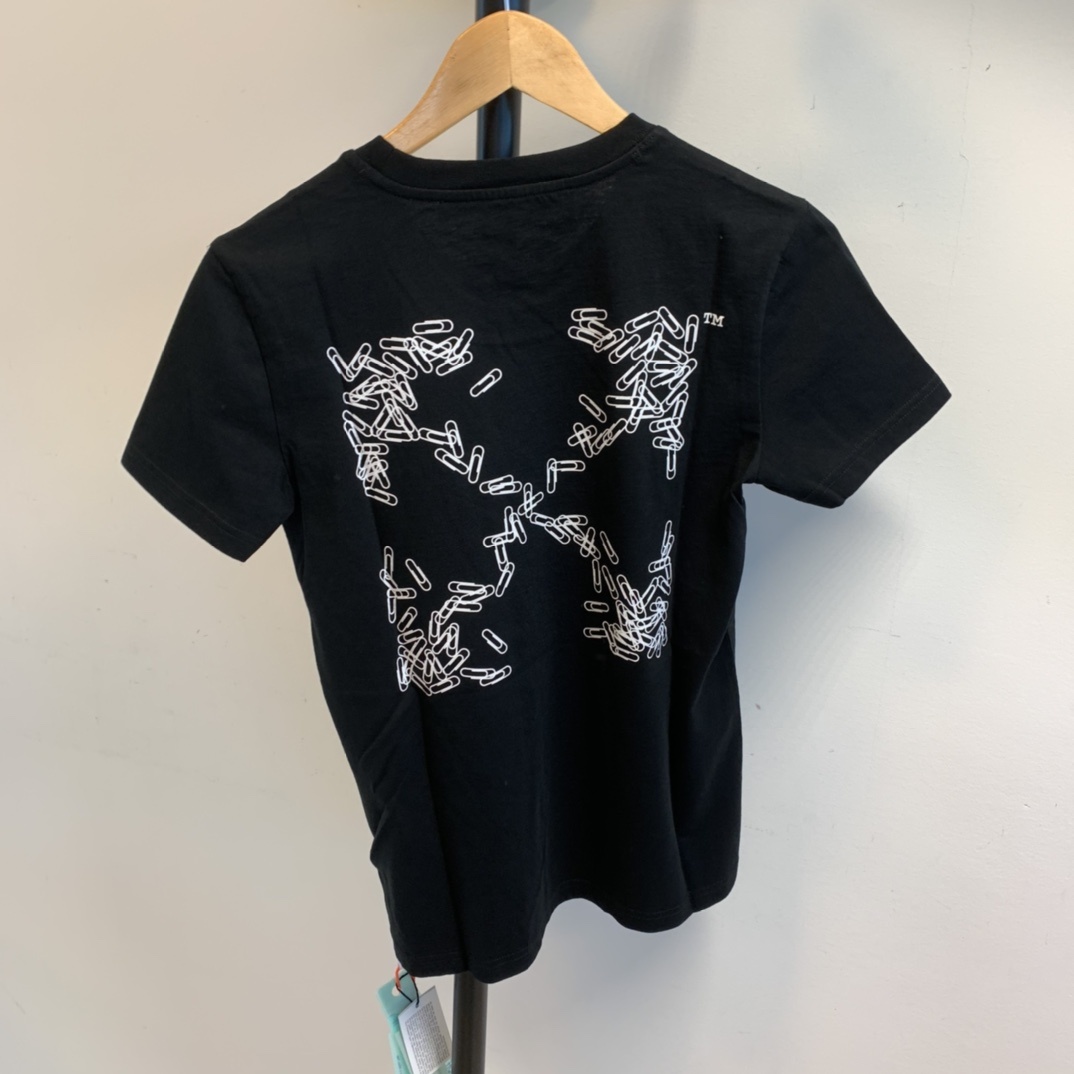 Off-white Paper Clip Arrows Motif T-shirt In Black