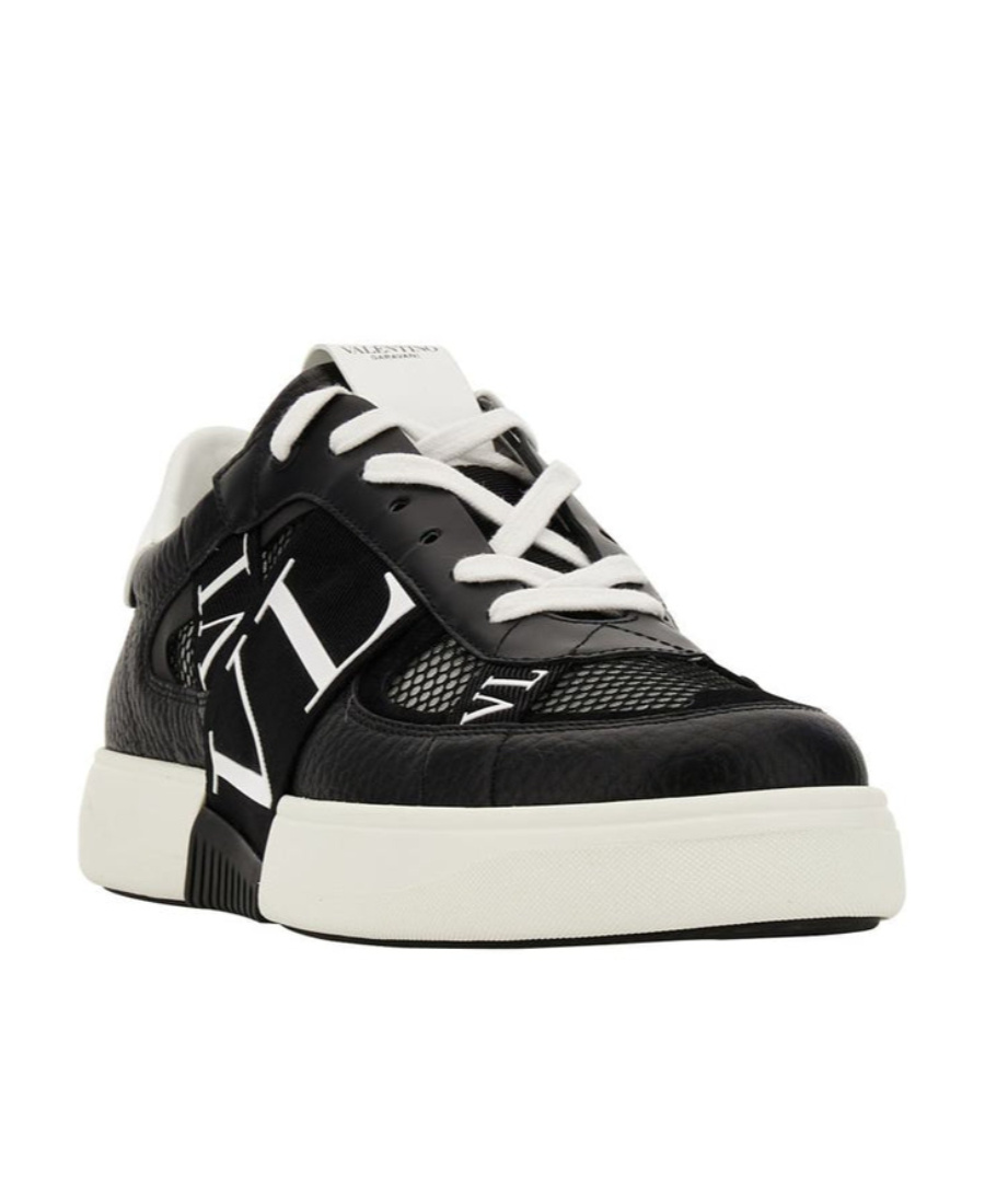 Valentino Black White Vl7n Leather Sneakers In Black