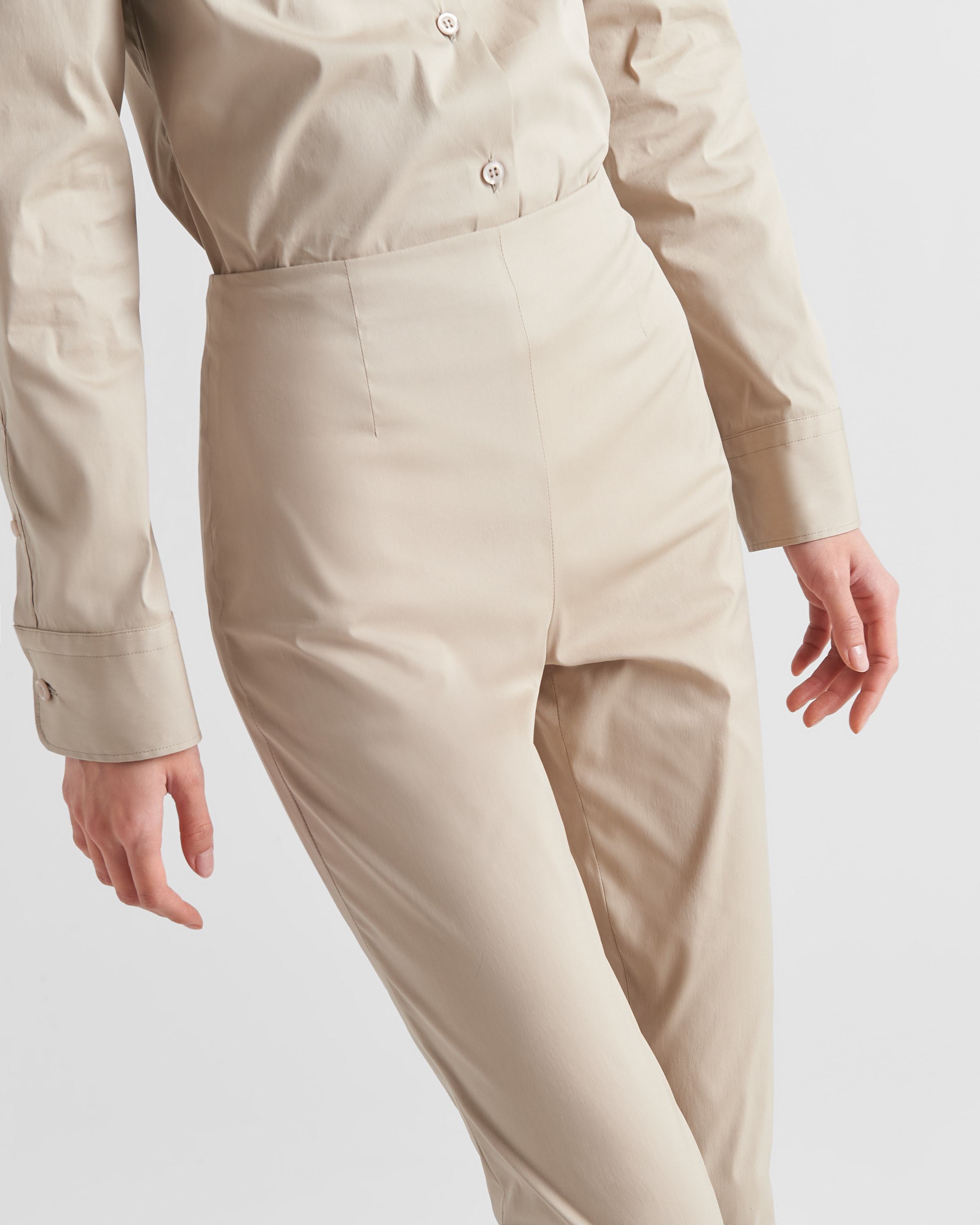Prada High-waist Skinny-cut Trousers In Nude
