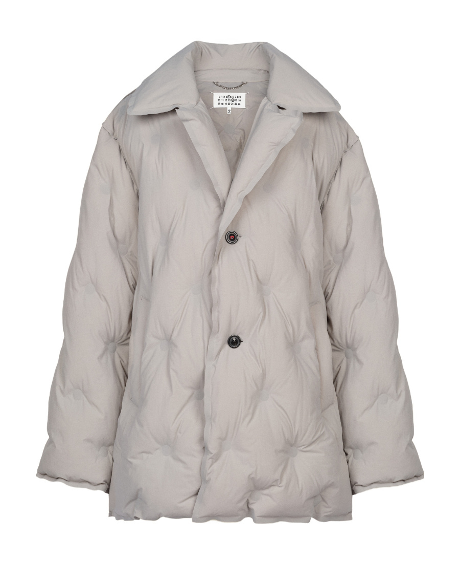 Maison Margiela Embossed-detail Padded Coat In Gray