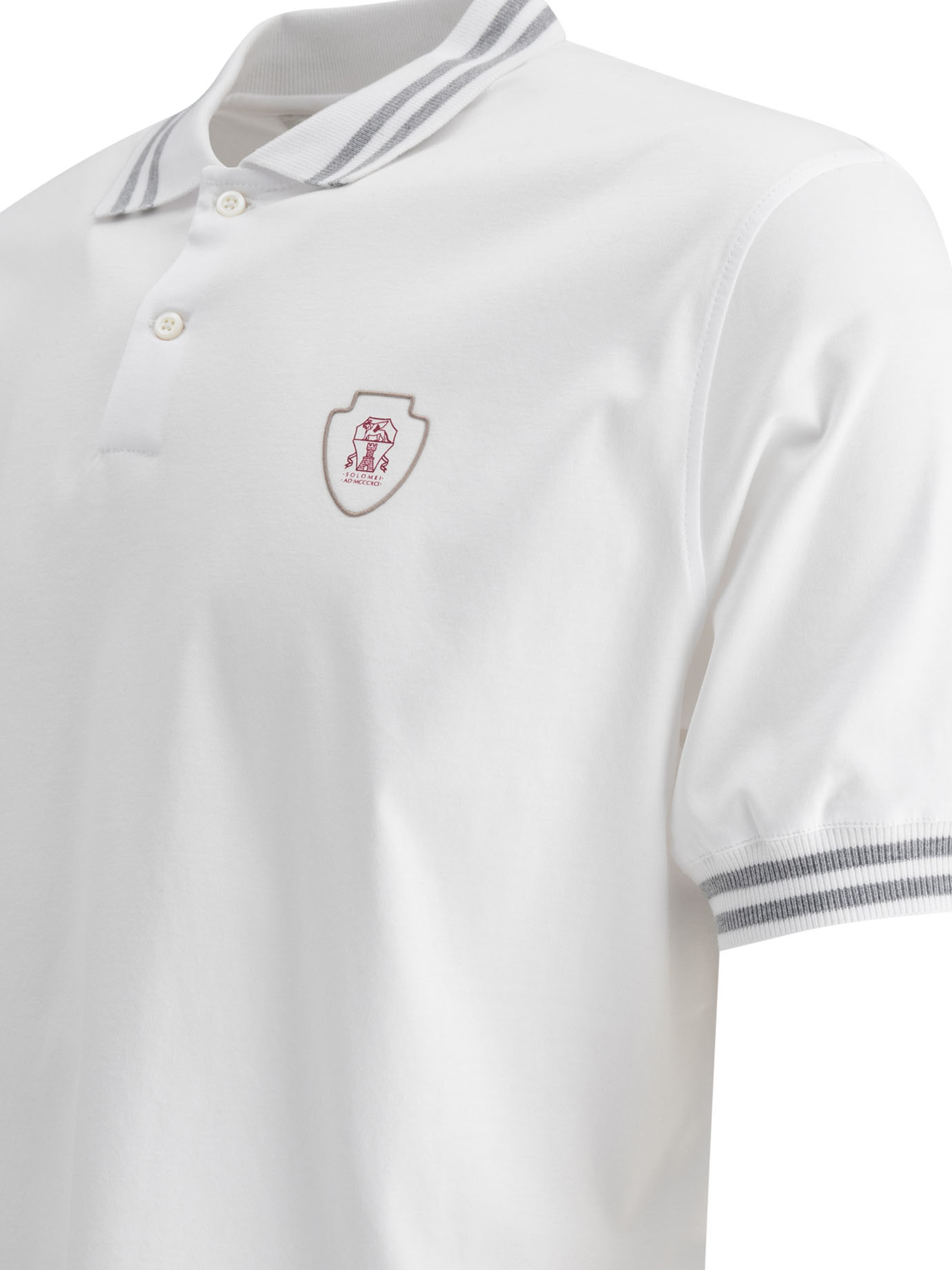 Shop Brunello Cucinelli Logo-print Polo Shirt In White
