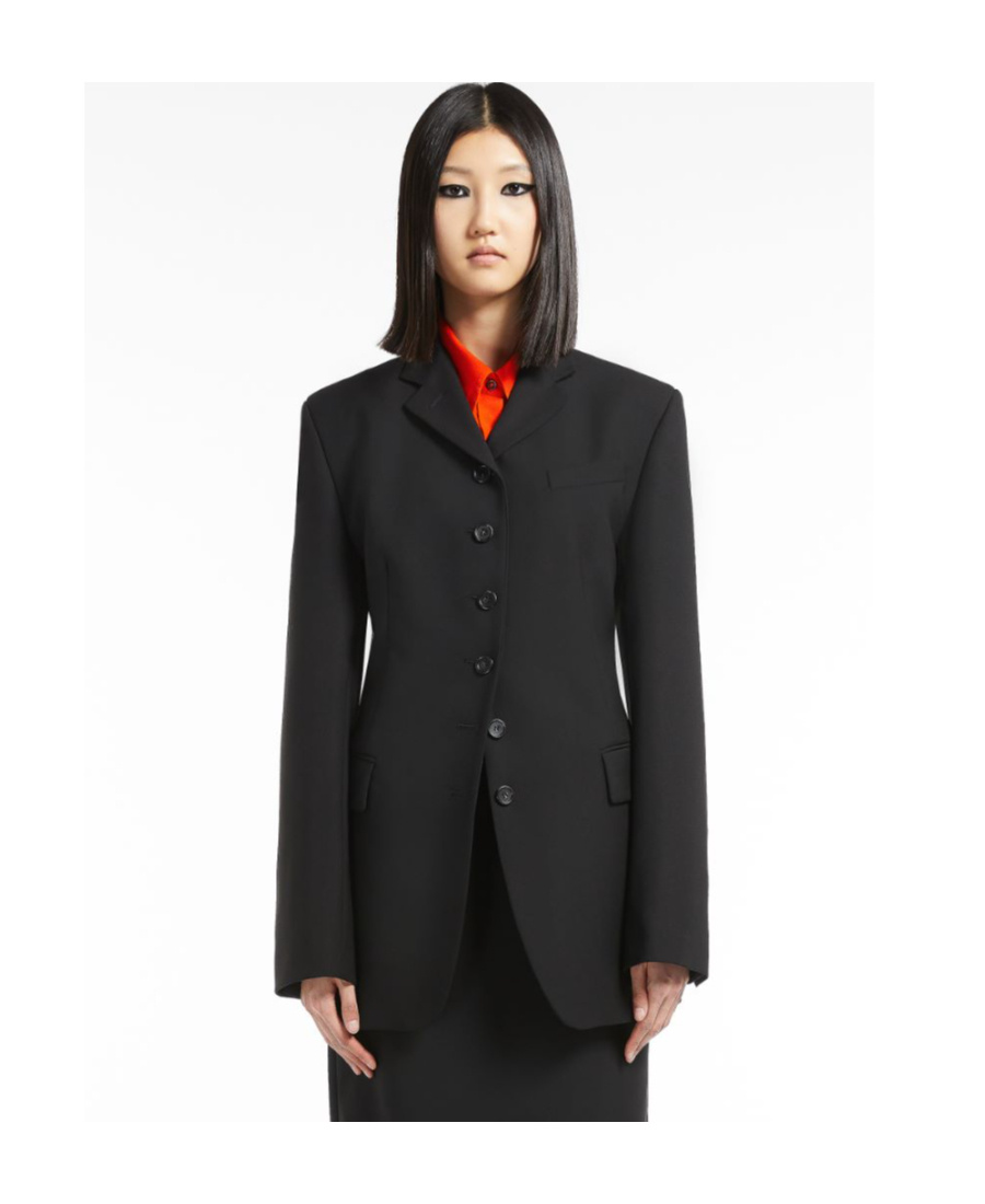Sportmax Single-breasted Wool Suit Jacket In Black