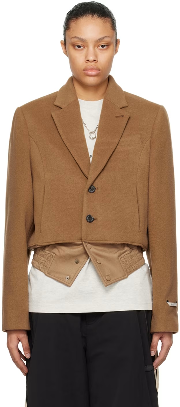 Ader Error Splicing Single-breasted Blazer In Brown