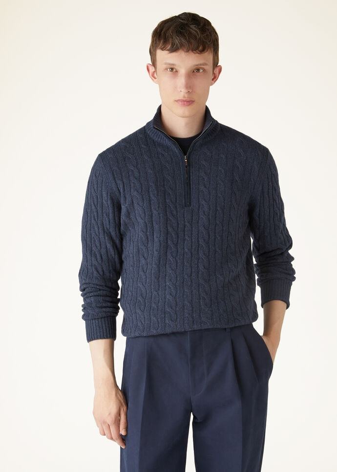 Loro Piana Cashmere Cable Knit Sweater In Black