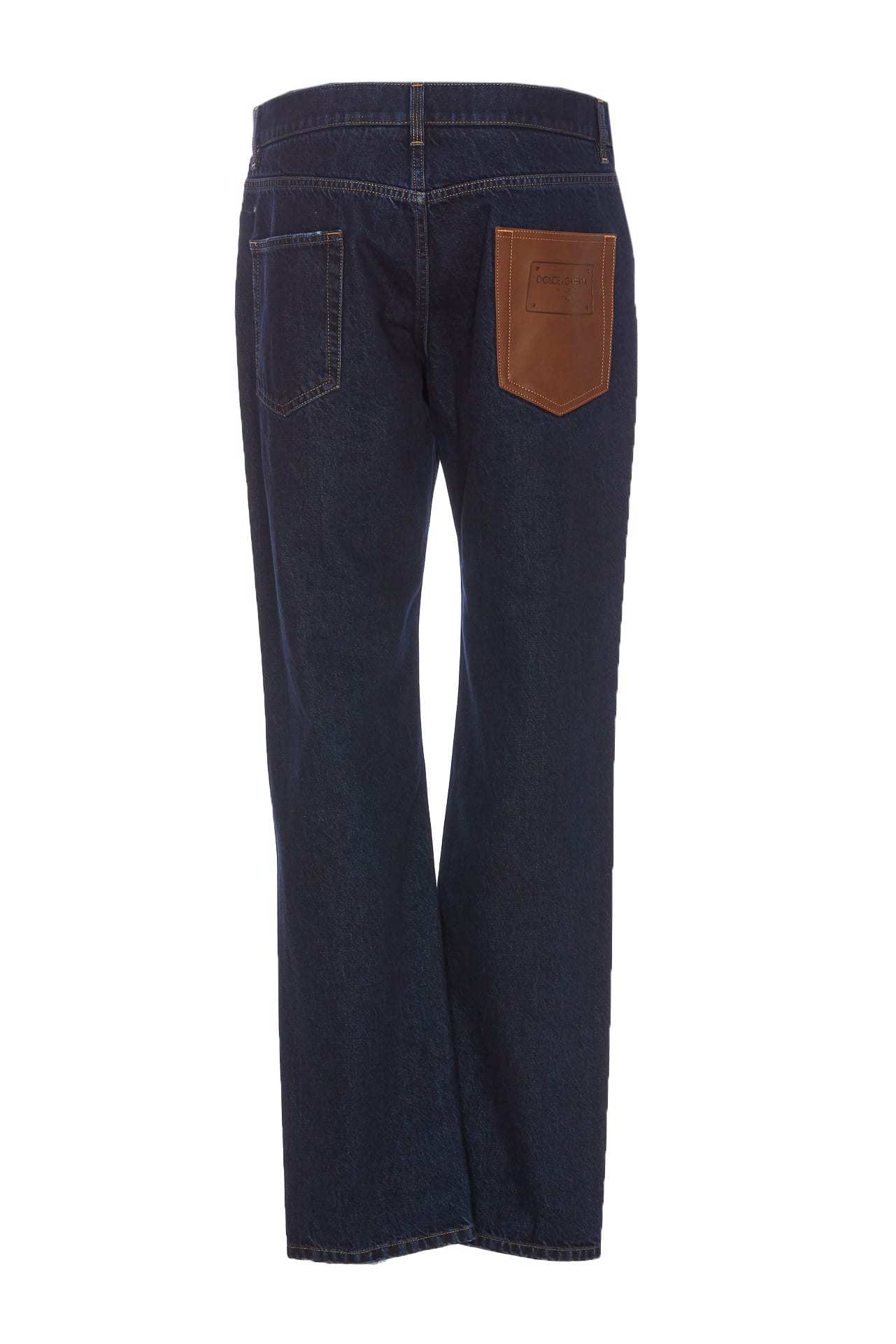 Dolce & Gabbana Denim Pants With 5 Pockets And Contrast Stitching In Black