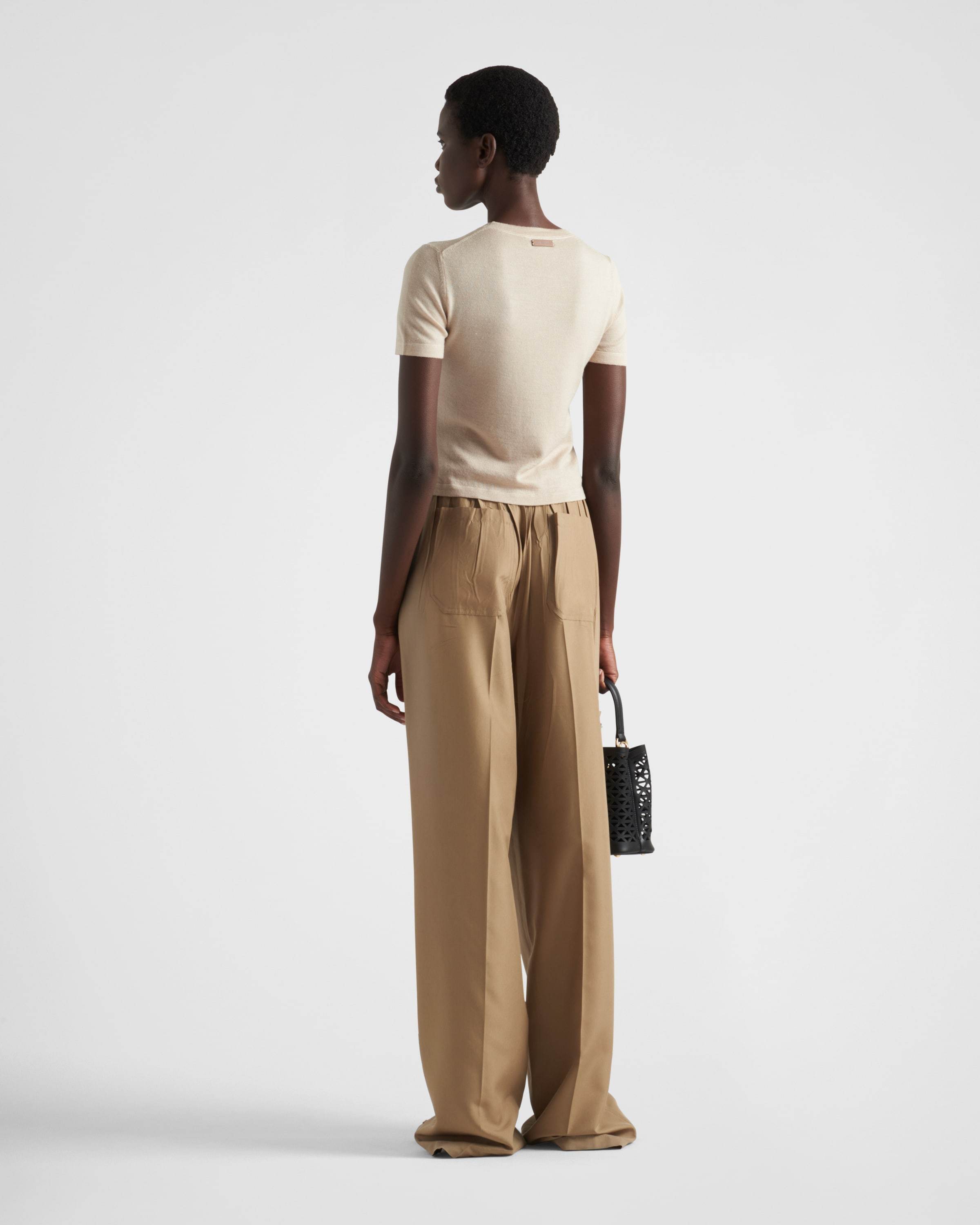 Prada Triangle-logo Plaque Wide-leg Pants In Green