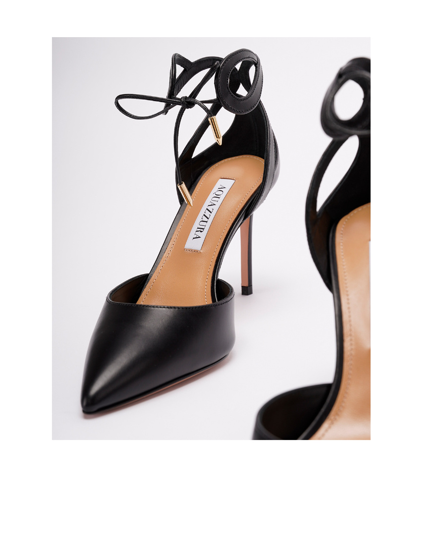 Aquazzura Tessa Ankle Strap Leather Pumps In Black
