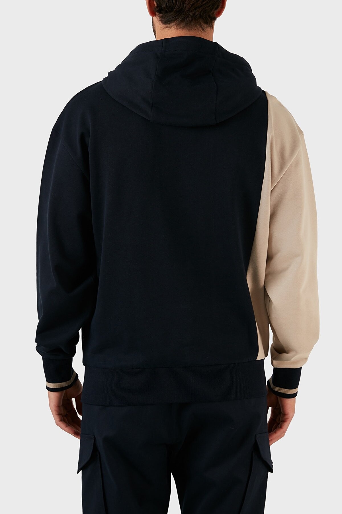 HUGO BOSS SULLIVAN COLOUR-BLOCK COTTON HOODIE