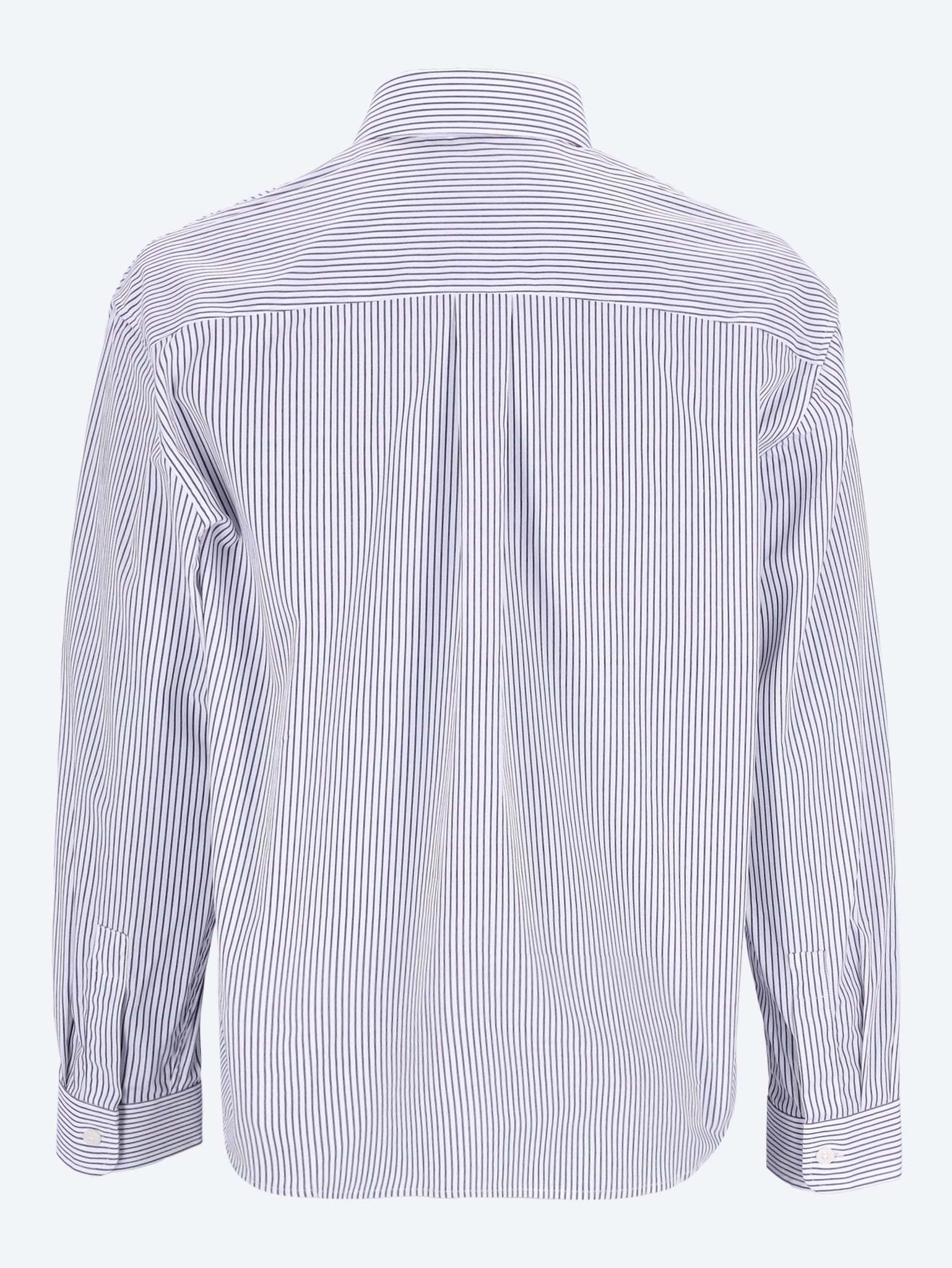 Sporty And Rich Oversized Striped Shirt Chest Pocket In Blue