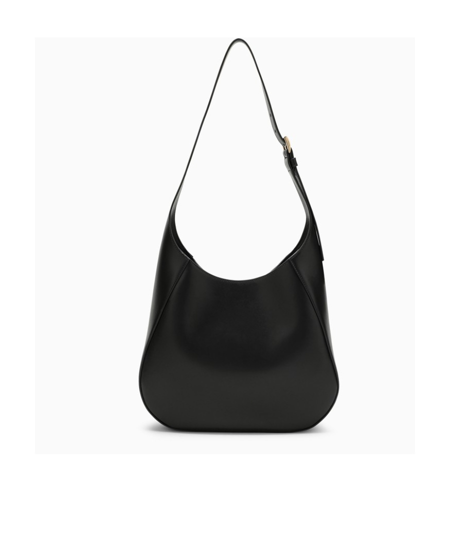 Prada Leather Shoulder Bag With Triangle Logo In Black