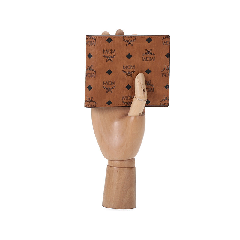 Mcm Small Monogram-print Bi-fold Wallet In Brown