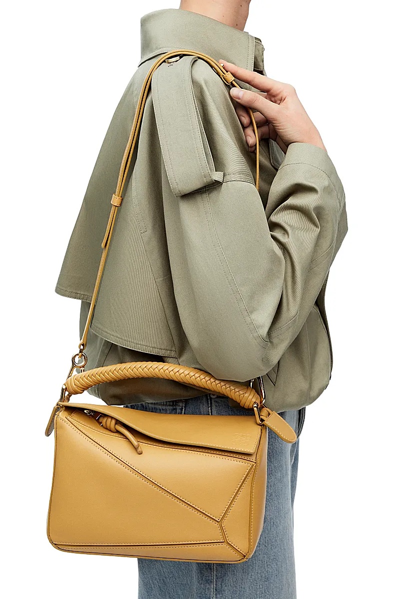 Loewe Small Leather Puzzle Top-handle Bag In Brown