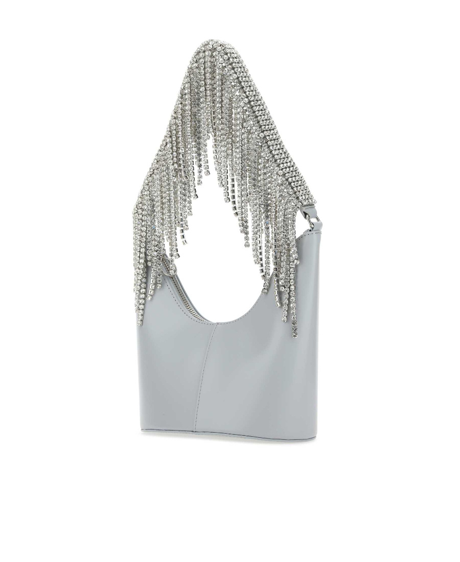 Shop Kara Bean Crystal-embellished Fringe Shoulder Bag In Gray