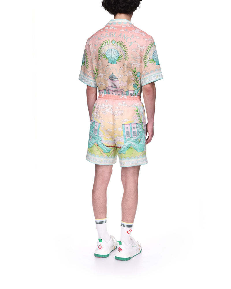 Casablanca Linen Shorts With Printed Graphic Design In White