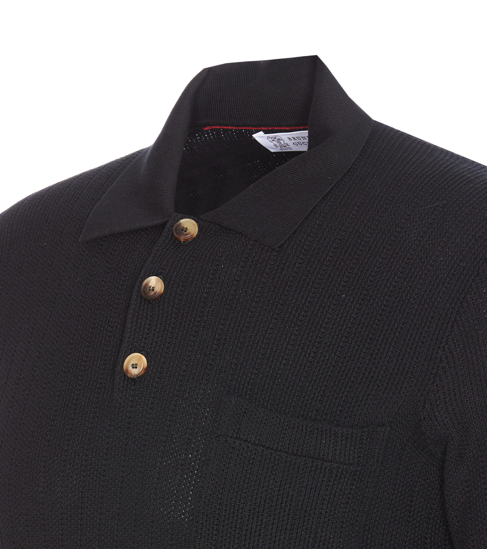 Brunello Cucinelli Ribbed-knit Polo Shirt In Black