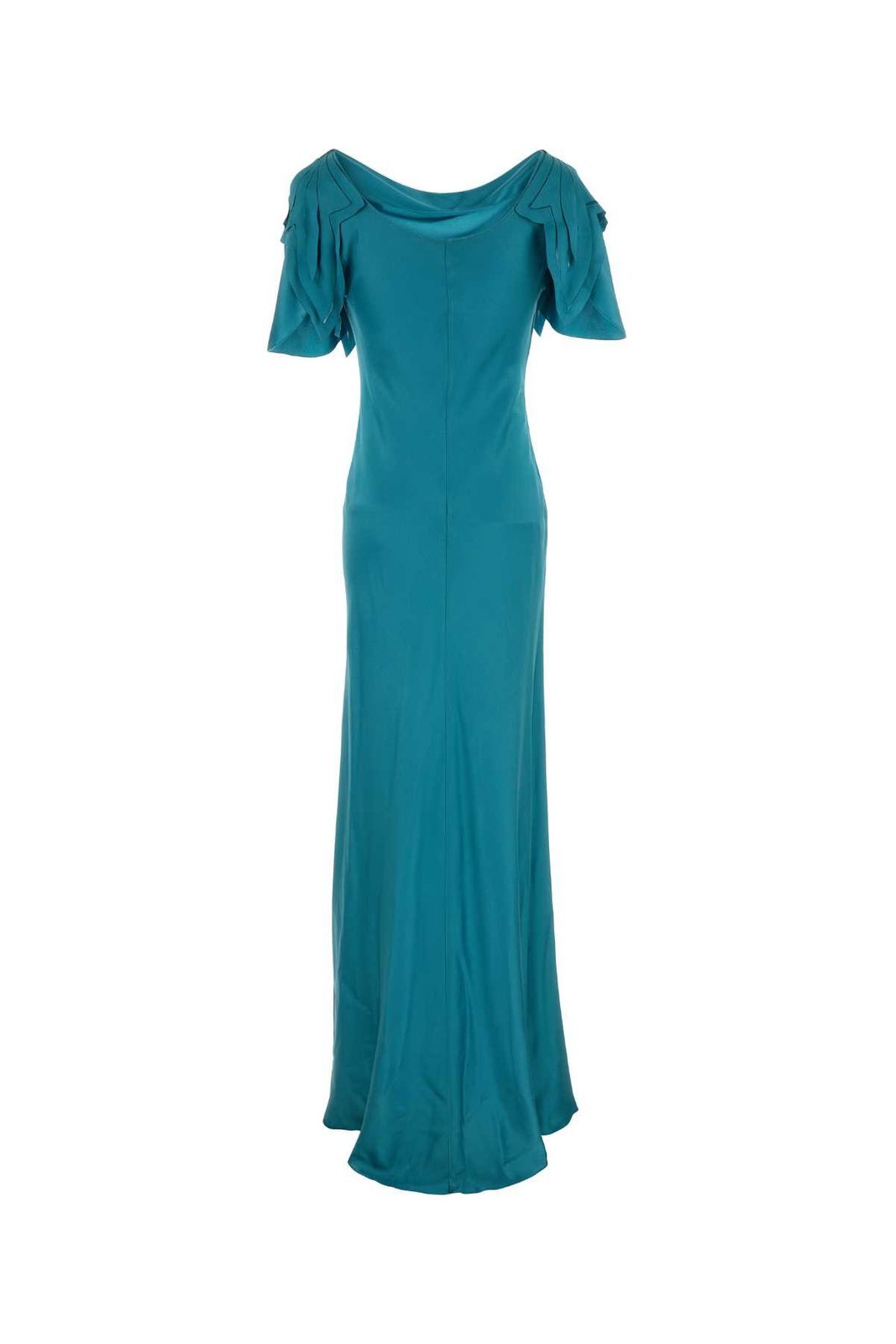 Alberta Ferretti Alberta Ferreti Turquoise Satin Long Dress In Blue