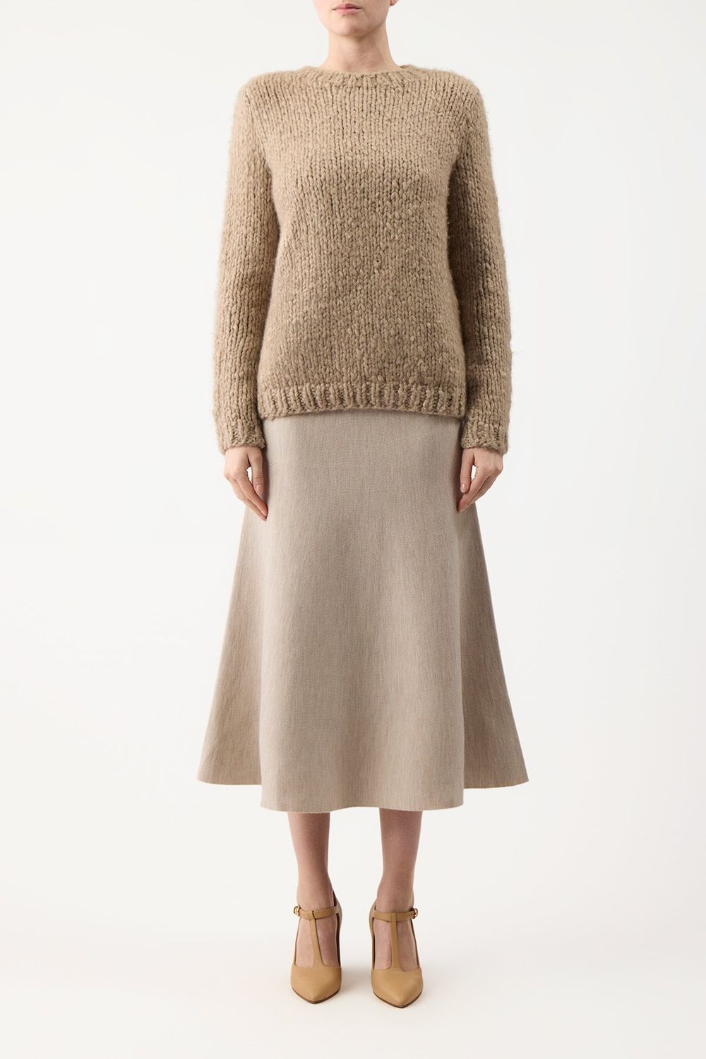 Shop Gabriela Hearst Elastic Waist Skirt In Nude