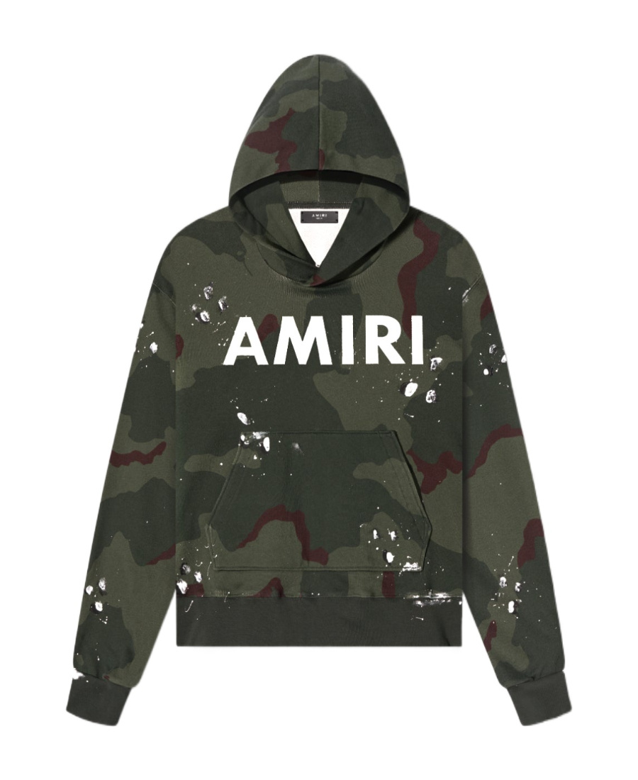 Amiri Camouflage Logo-print Hoodie In Black