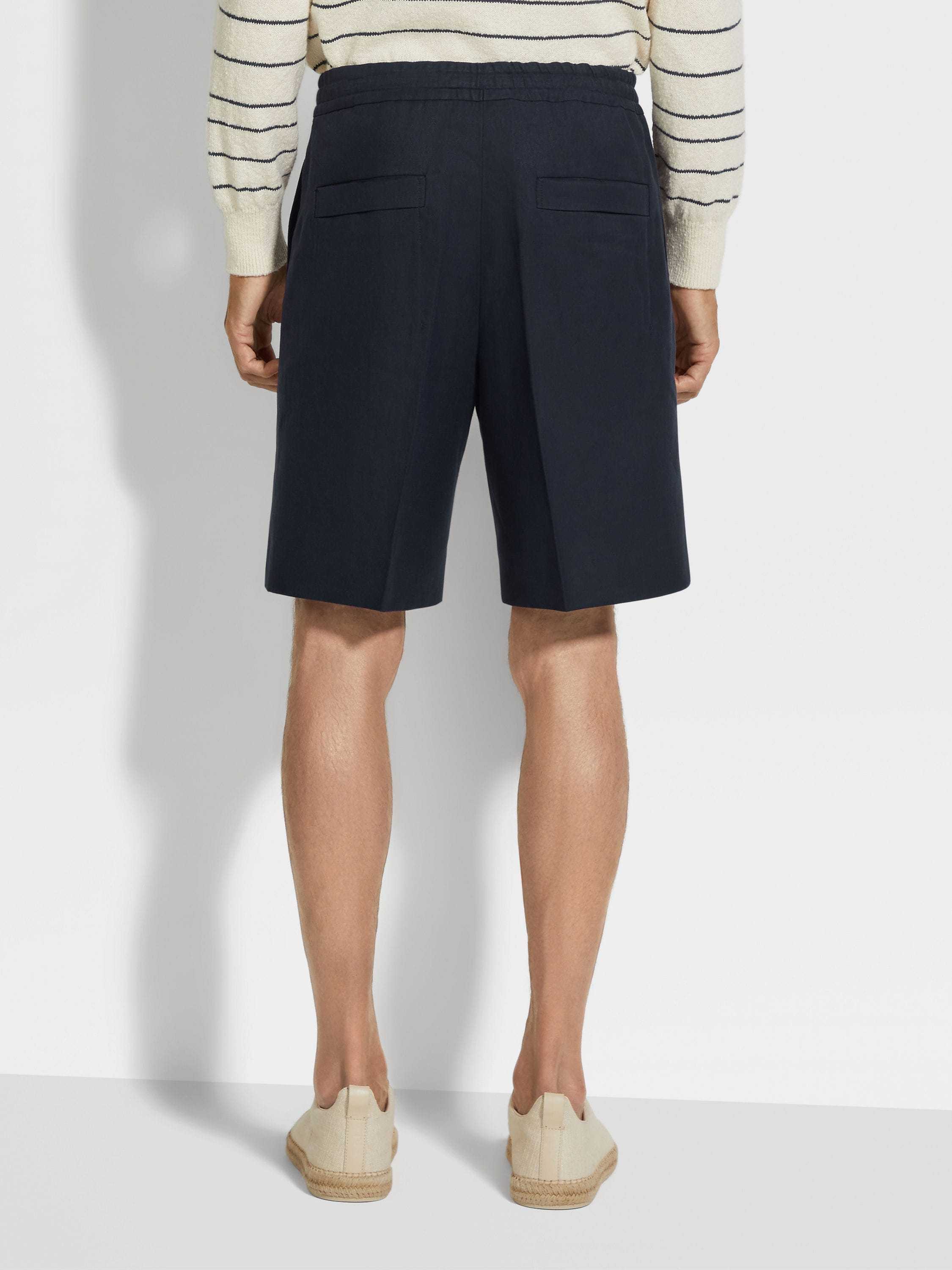 Shop Zegna Oasi Shorts In Navy Blue