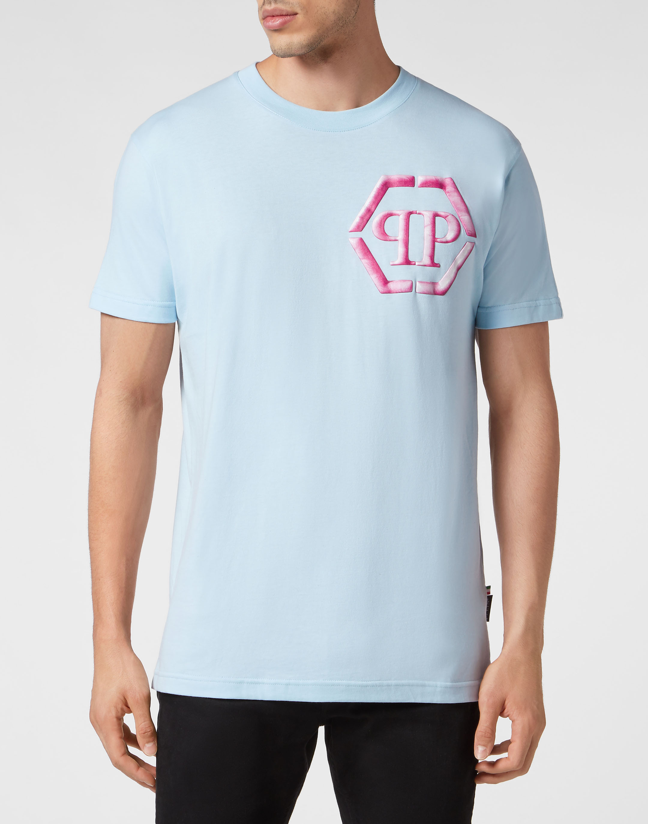 Philipp Plein T-shirt With Round Neck And Short Sleeves In Blue