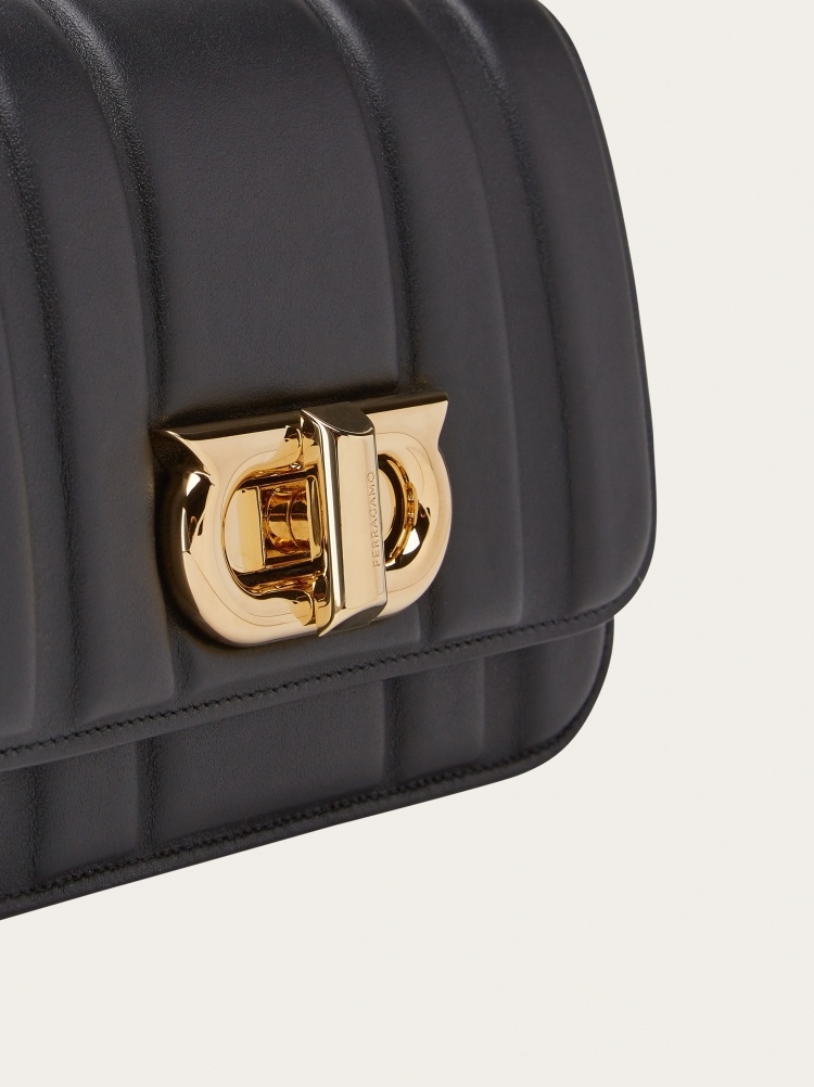 Ferragamo Gancini Twist-lock Crossbody Bag In Black