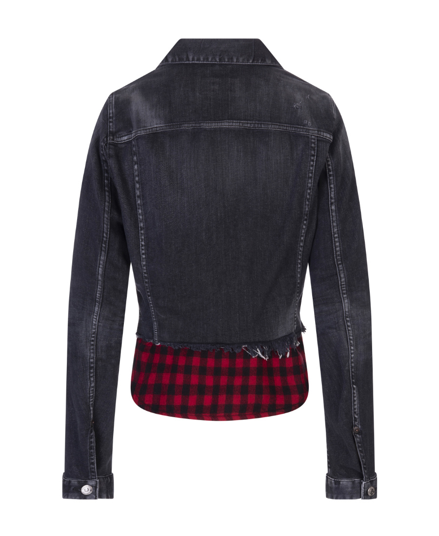 Shop Dsquared2 Shirt-insert Denim Jacket In Black