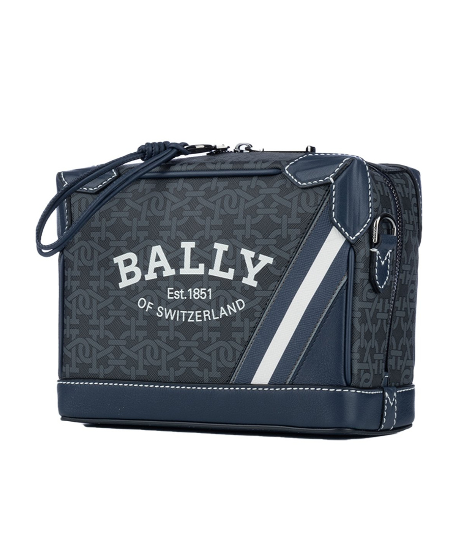 Bally Logo Zipper Shoulder Bag In Black